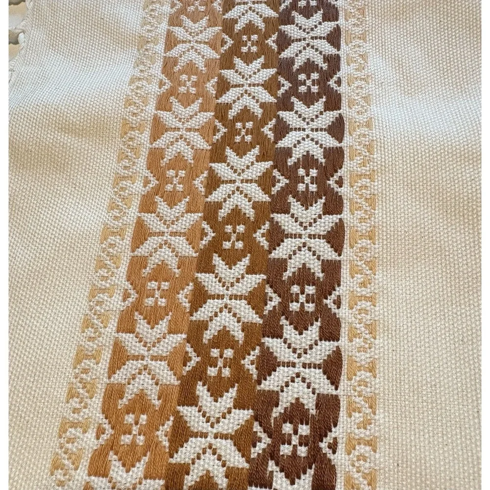 Set of 6 Vintage Woven Placemats – Reversible Brown & Tan with Fringe 22